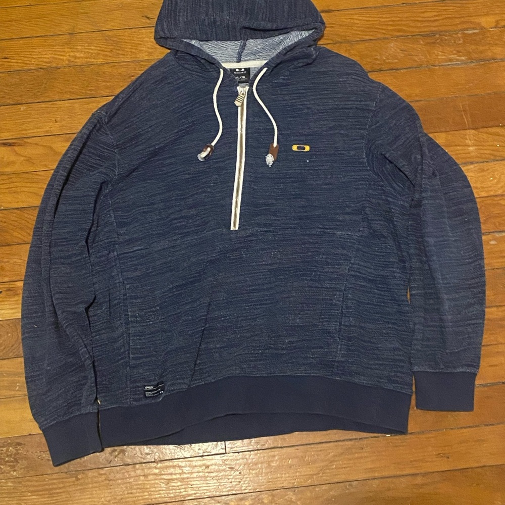 Oakley Men's Navy Blue Hoodie Quarterzip Hoodie